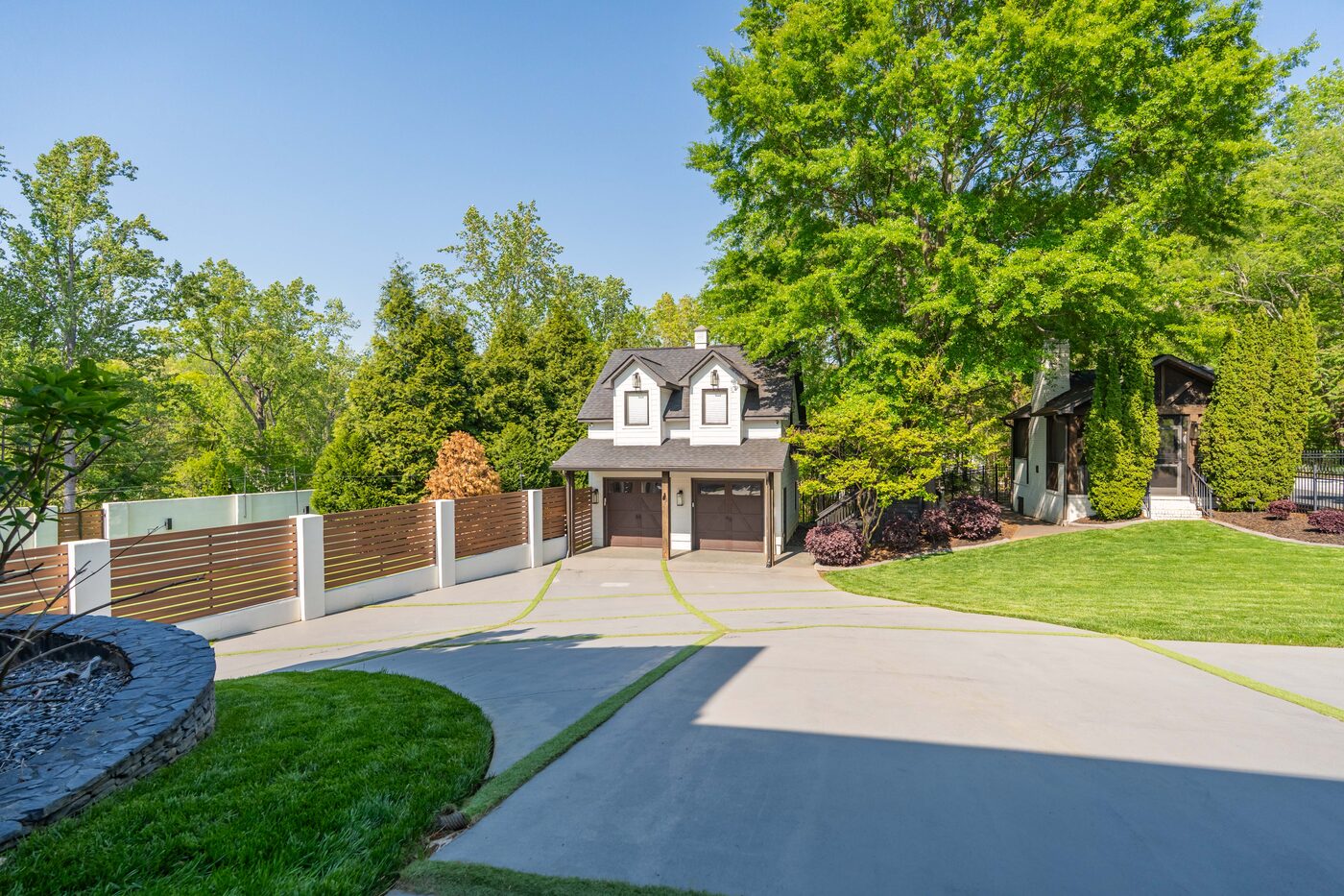 Detached two-car garage with the guest apartment above