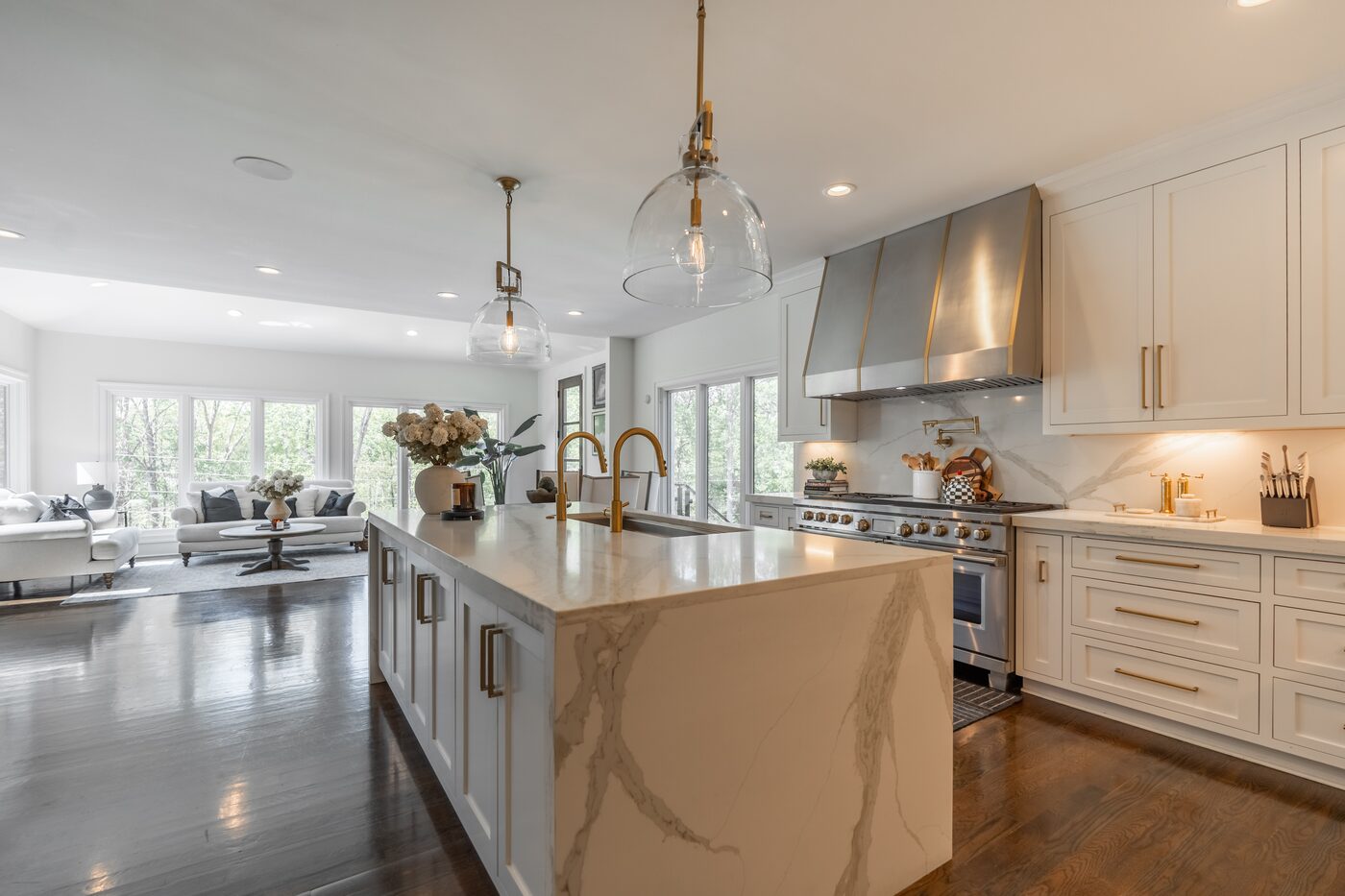 Kitchen with a large quartz island at 1906 Jonesville Road
